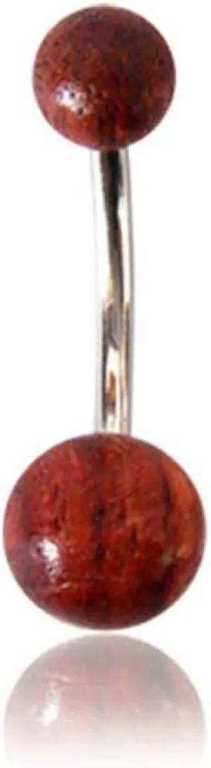 Organic Wood Belly Button Ring Piercing for Women - Navel Belly Button Rings with Surgical Steel