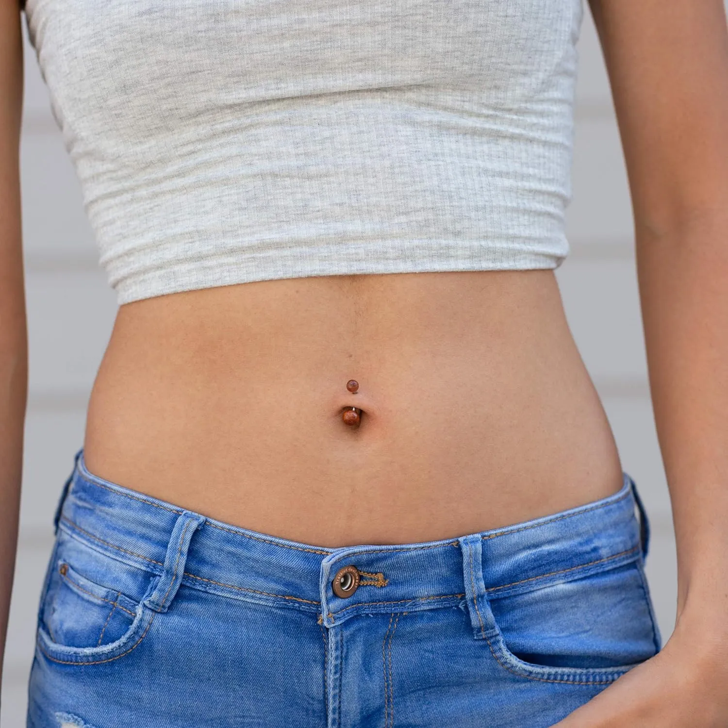 Organic Wood Belly Button Ring Piercing for Women - Navel Belly Button Rings with Surgical Steel