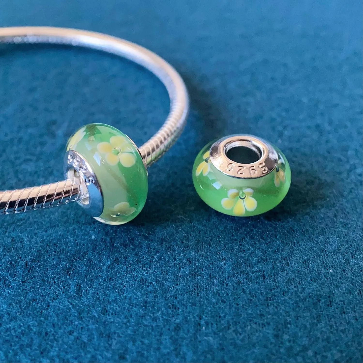 Original Murano Glass Charms for Pandora Bracelets, Authentic 925 Sterling Silver Charms for Bracelets, Murano Flowers Charms, Glass Beads fit Pandora Style Bracelet for Women