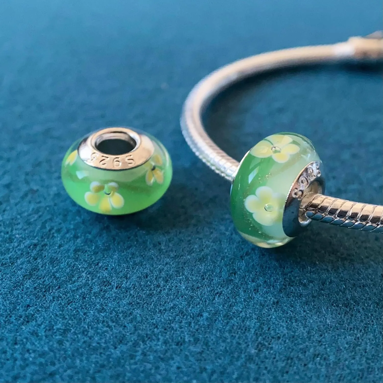 Original Murano Glass Charms for Pandora Bracelets, Authentic 925 Sterling Silver Charms for Bracelets, Murano Flowers Charms, Glass Beads fit Pandora Style Bracelet for Women