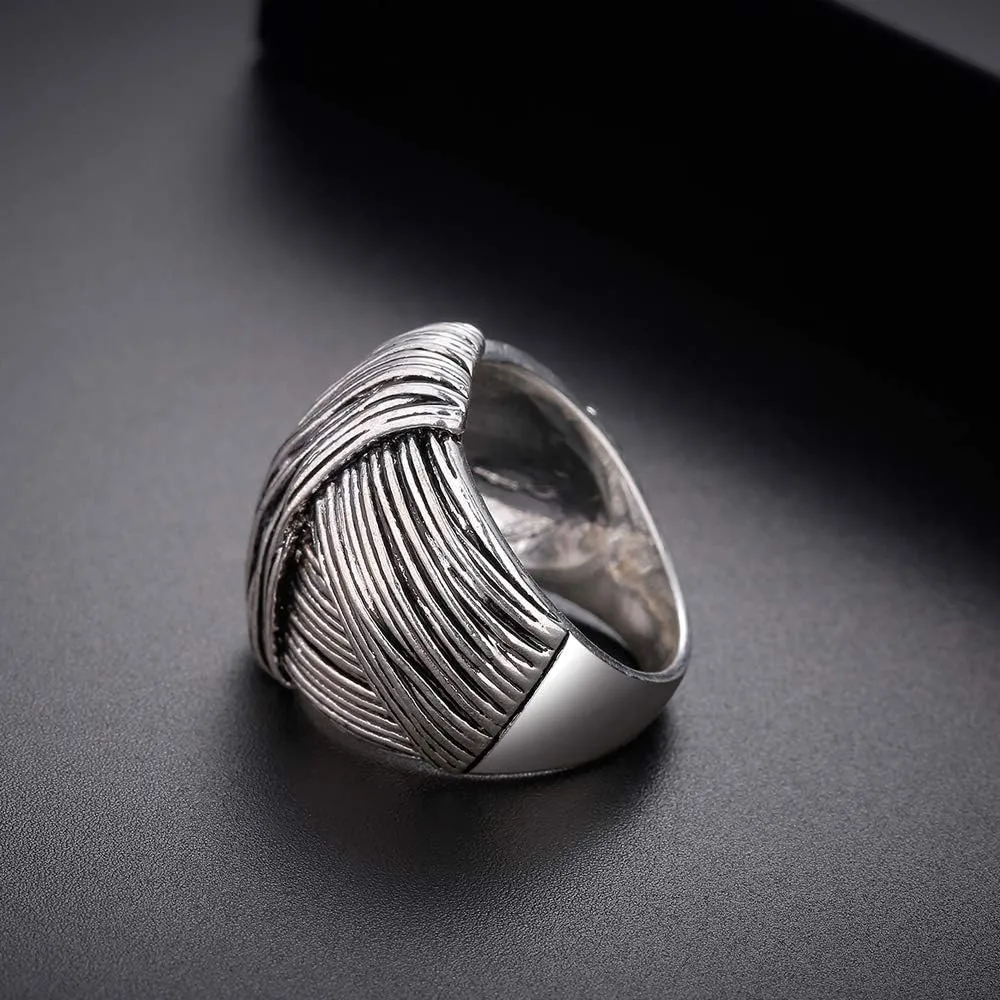 Oxidized Silver Stripe Knot Chunky Rings Thumb Rings for Women