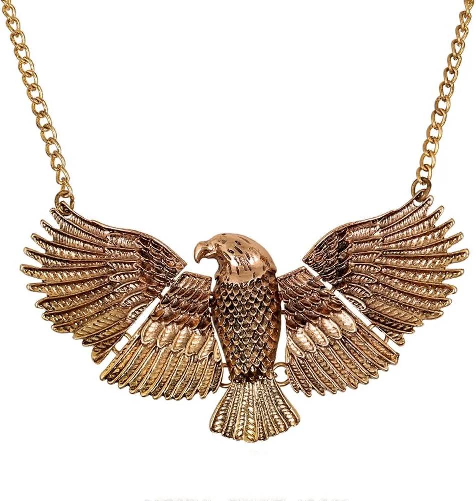 PAICO Zinc Alloy Delicate Golden Hawk Eagle Necklace 21 Inches