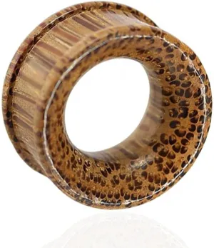 Pair 0g (8mm) to 1 (25mm) Natural Organic Wood with Abalone Shell Ear Plug MoDTanOiz