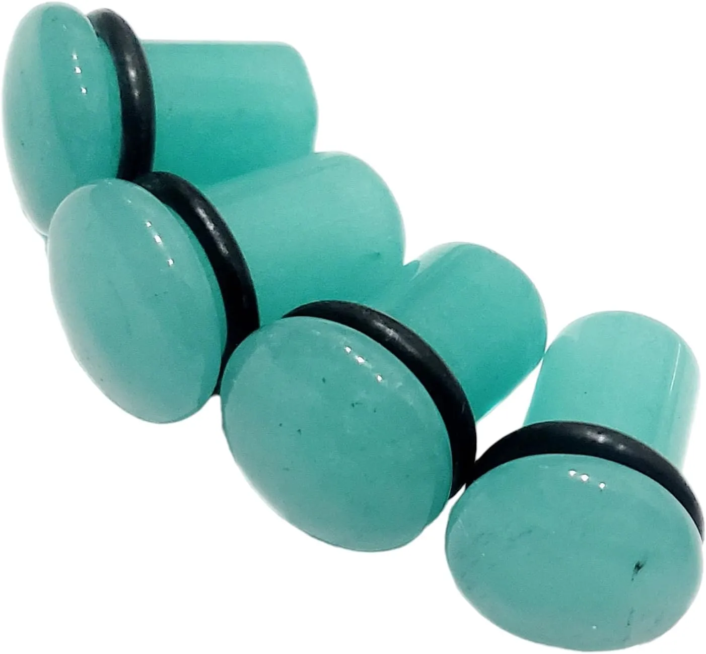 Pair (2PCS) AQUA STONE PLUGS Single Flare Gauges Organic Ear Tunnels 9218