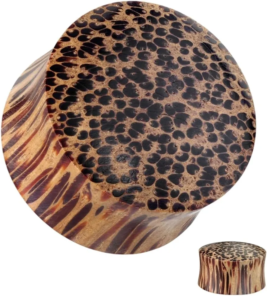 Pair (2PCS) COCONUT WOOD PLUGS Double Flare Gauges Organic Ear Tunnels 9314