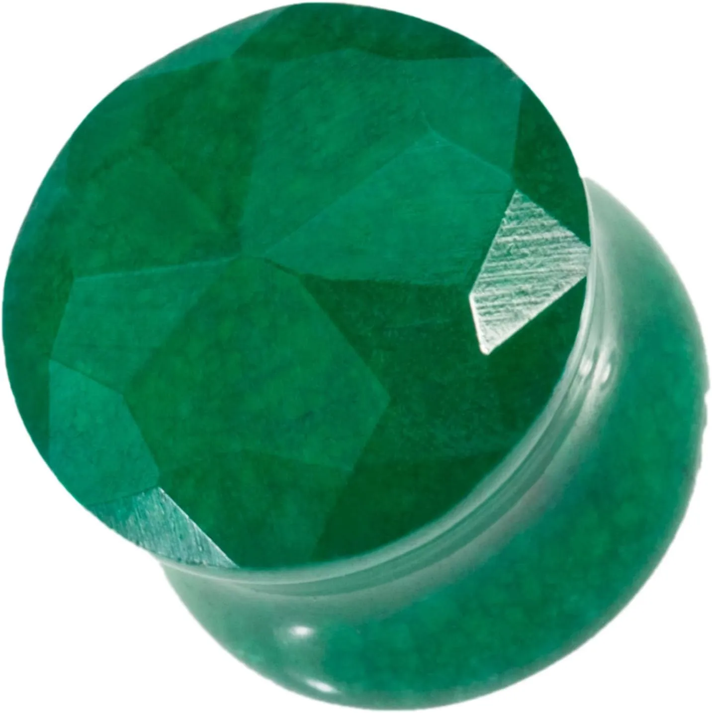 Pair (2PCS) FACETED DARK GREEN AVENTURINE STONE PLUGS Double Flare Gauges Organic Ear Tunnels 9182