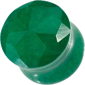 Pair (2PCS) FACETED DARK GREEN AVENTURINE STONE PLUGS Double Flare Gauges Organic Ear Tunnels 9182
