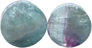 Pair (2PCS) LIGHT GREEN FLUORITE STONE PLUGS Double Flare Organic Gauges Ear Tunnels 9270