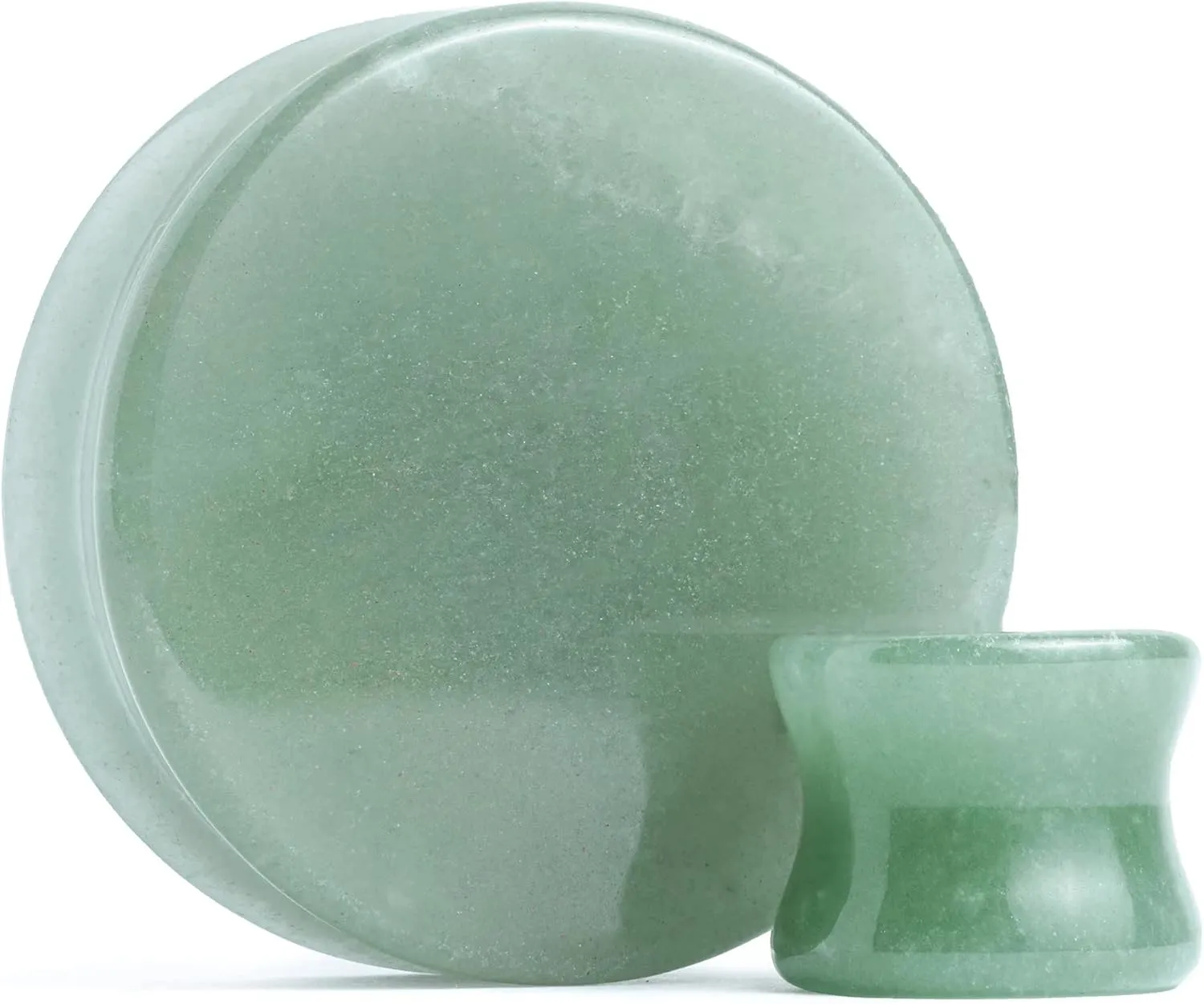 Pair 6G (4MM) GREEN AVENTURINE STONE PLUGS Double Flare Gauges Jade Organic Ear Tunnels (2pcs)