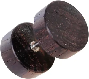Pair of Organic Dark Brown Wood Fake Ear Plugs