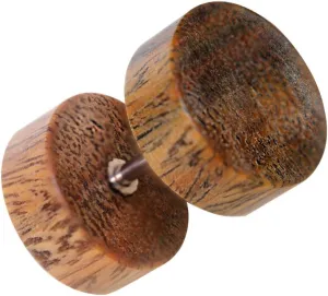 Pair of Organic Light Brown Wood Fake Ear Plugs