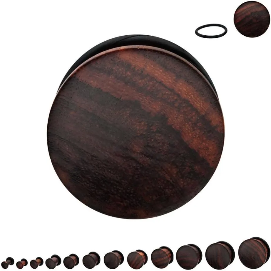 Pair of Organic Sono Wood Single Flare Hand Carved Ear Plugs Gauges 0g 00g 1/2 7/16 9/16 5/8 3/4 7/8 1 Inch 18mm 20mm