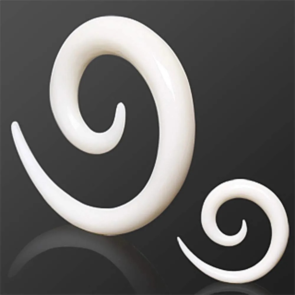Pair of Organic White Buffalo Bone Spiral Taper //Choose Size//