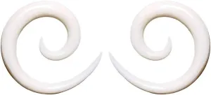 Pair of Organic White Buffalo Bone Spiral Taper //Choose Size//