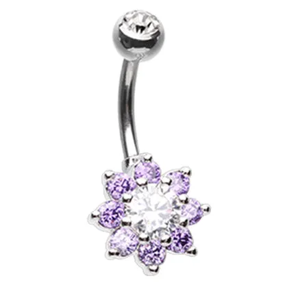 Pastel Crystal Flower Belly Rings