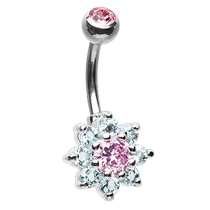 Pastel Crystal Flower Belly Rings