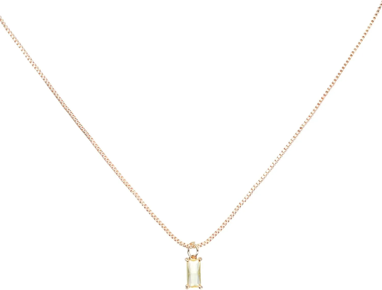 PATIKIL Birthstone Necklace for Women, Rectangle Cubic Zirconia Pendant Necklace, Dainty 18K Gold Plated Diamond Simple Necklace