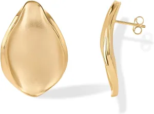 PAVOI 14K Gold Plated Sterling Silver Posts Chunky Vintage Organic Hammered Brushed and Textured Geometric Earrings for Women | Statement Earring Pair