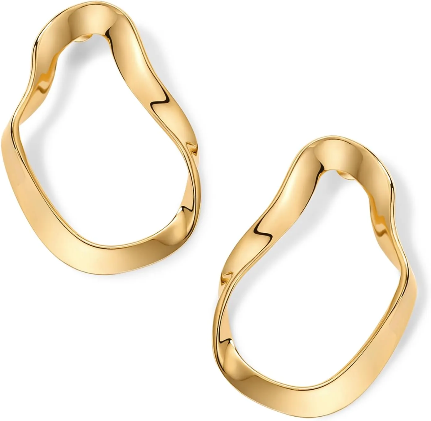 PAVOI 14K Gold Plated Sterling Silver Posts Chunky Vintage Organic Hammered Brushed and Textured Geometric Earrings for Women | Statement Earring Pair