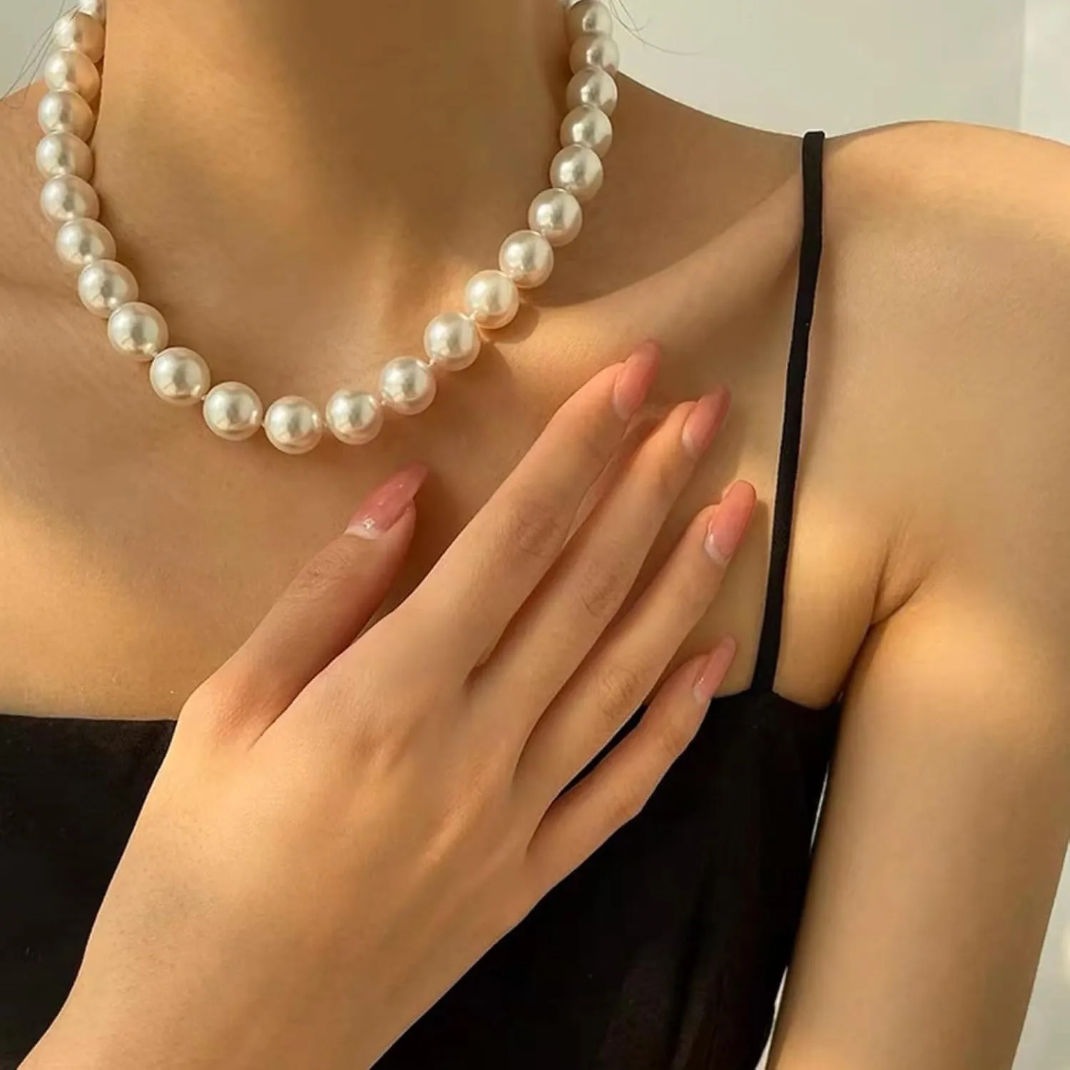 Pearl Jewelry Set Chunky Pearl Necklaces for Women Dainty Gold Jewelry Set Pearl Necklace and Earring Set Pearl Necklace Set Wedding Jewelry Set for Bride
