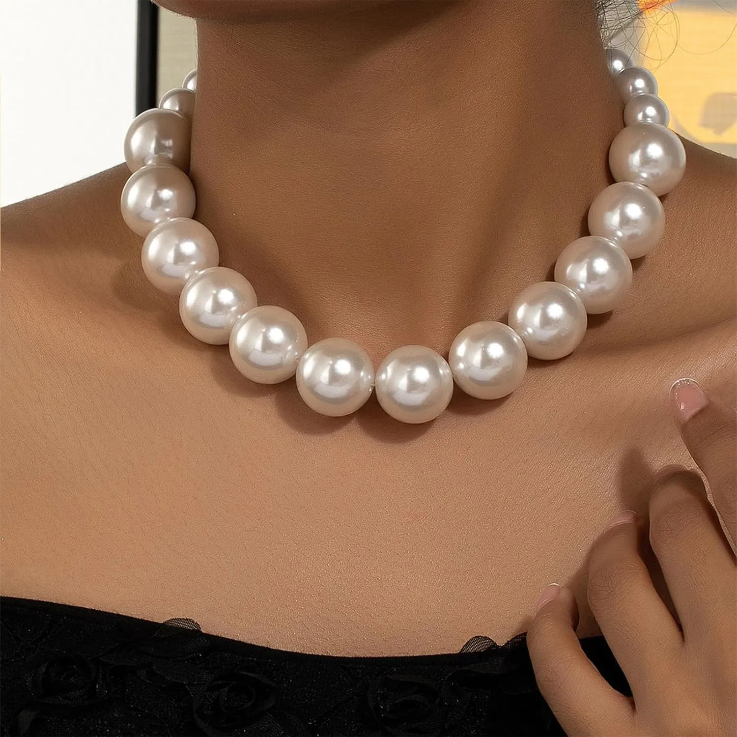 Pearl Jewelry Set Chunky Pearl Necklaces for Women Dainty Gold Jewelry Set Pearl Necklace and Earring Set Pearl Necklace Set Wedding Jewelry Set for Bride