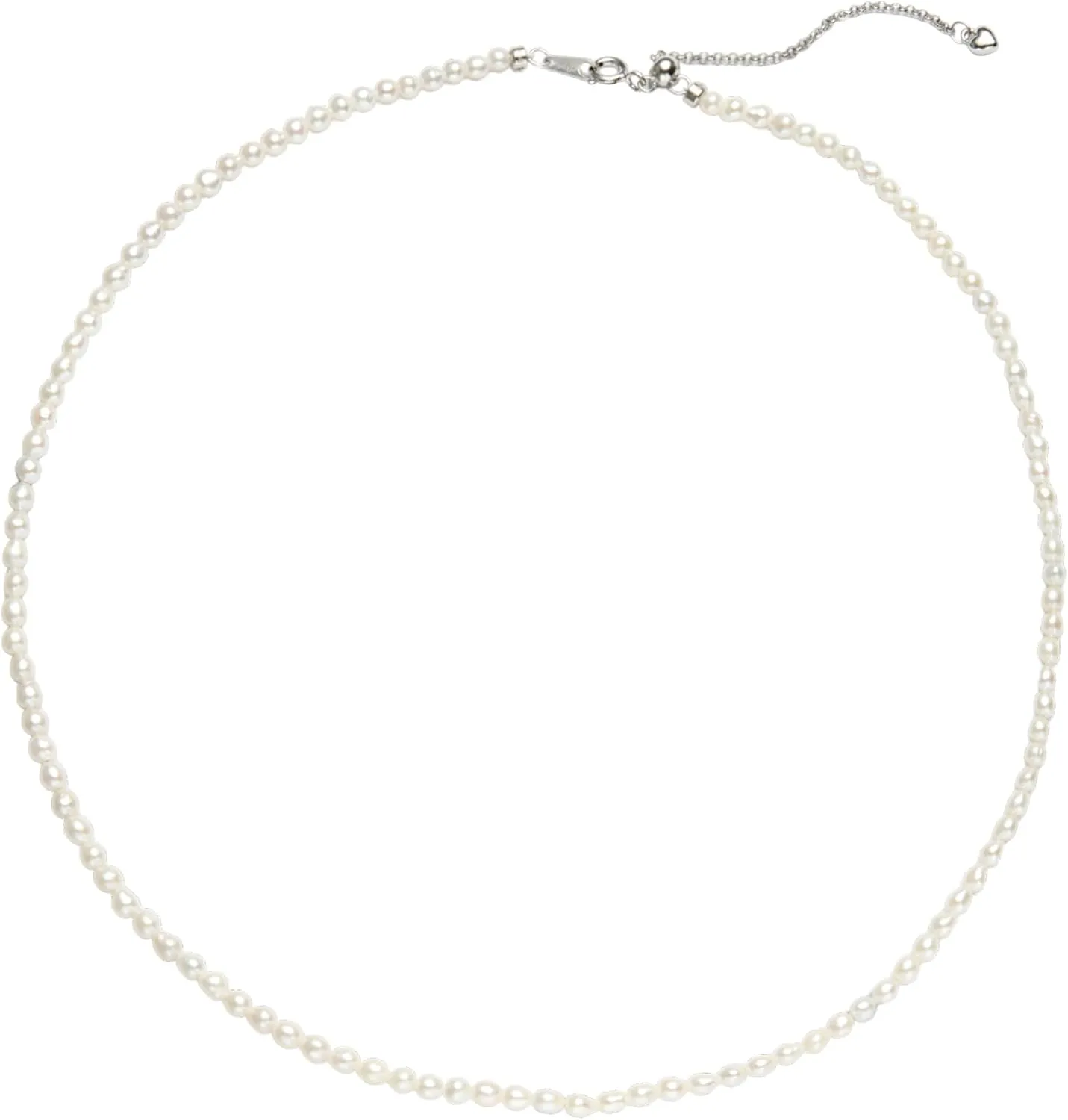 Pearl Necklace 16in 3/4/6MM White Freshwater Pearl Choker Strands Sterling Silver Clasp Necklace for Women/Mother Jewelry Gifts for Wedding Birthday