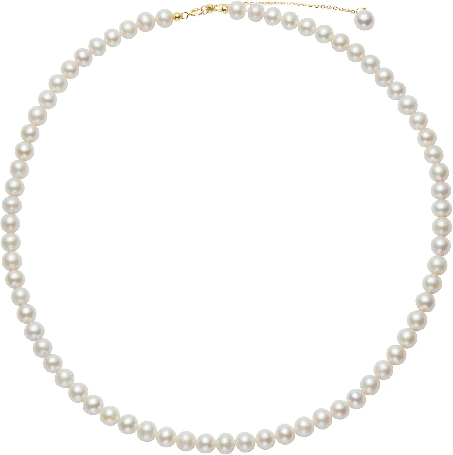 Pearl Necklace 17 Inches 5MM Round Freshwater Pearl Strand Necklace for Women/Mother Jewelry Gifts for Wedding Brides Birthday