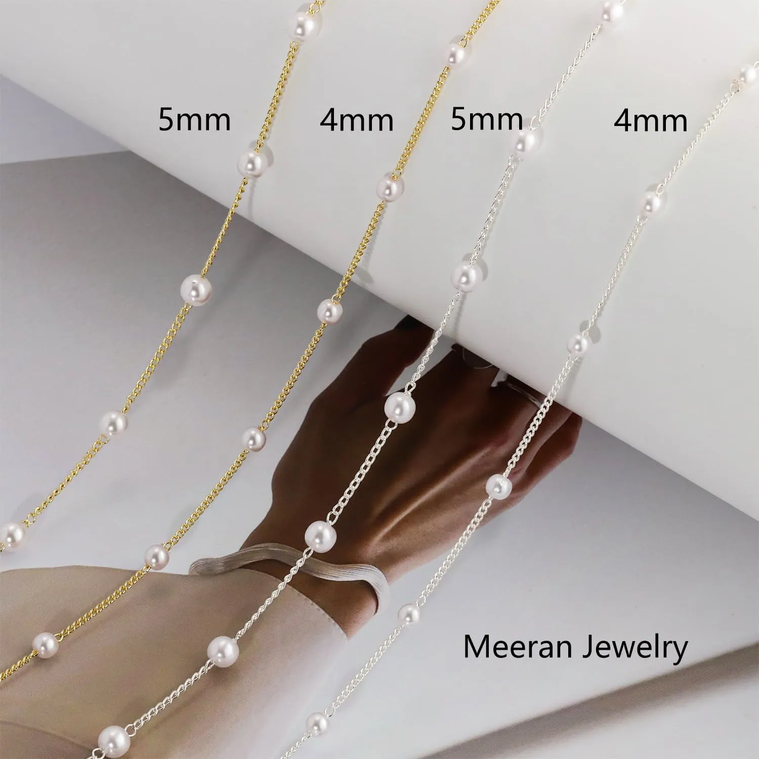 Pearl Necklace for Women, Dainty 14K Gold/Silver Plated Pearl Necklace Simple White Pearls Choker Necklace Cute Pearl Thin Chain Necklace Elegant Tiny Small Faux Pearl Necklaces Women Wedding Jewelry Gift