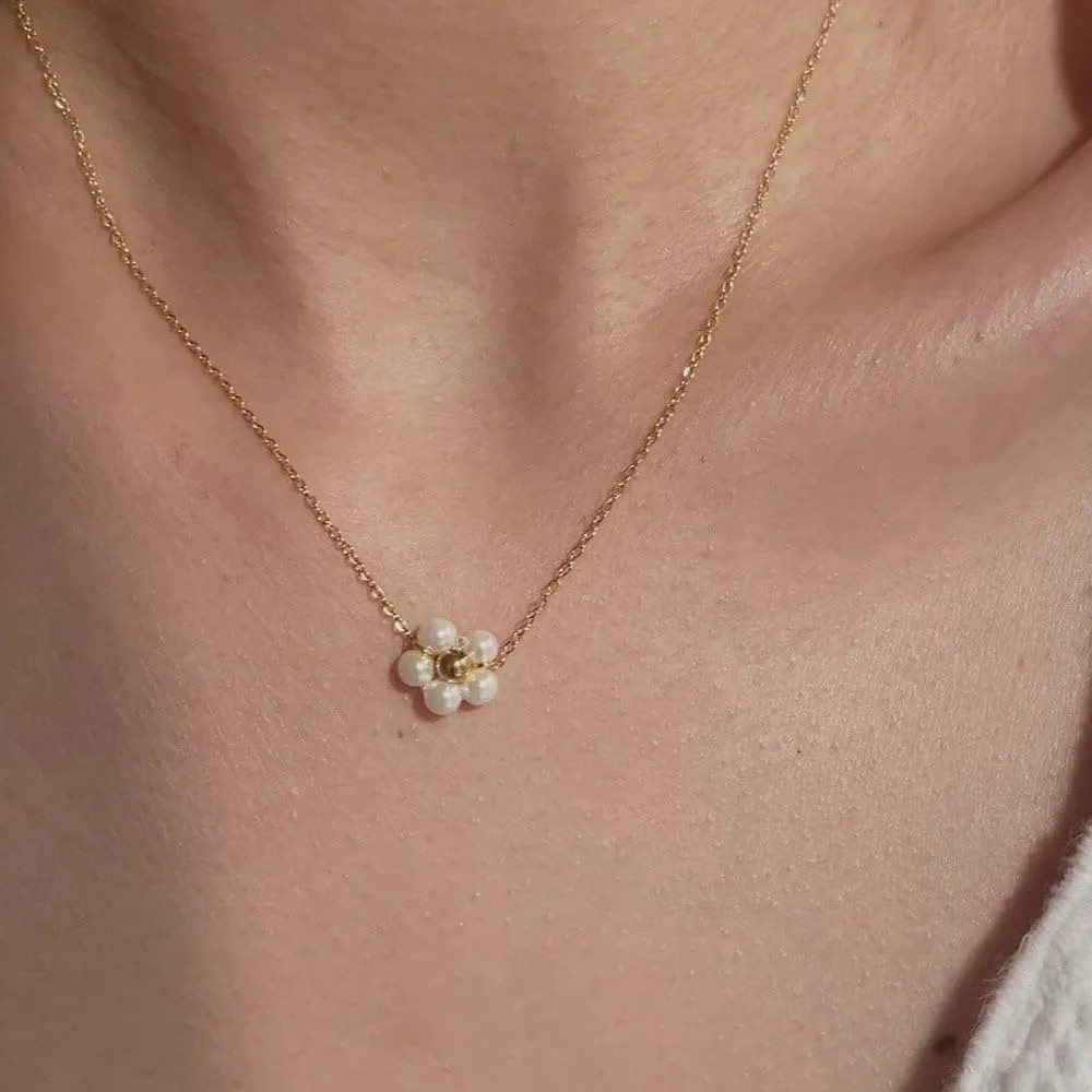 Pearl Necklace for Women Trendy,14k Gold Plated Necklace Dainty Wedding Necklace Small Cute Choker Necklaces Beaded Lariat Drop Vintage Waterproof Jewelry for Womens mom Gold Jewelry Fashion Gifts