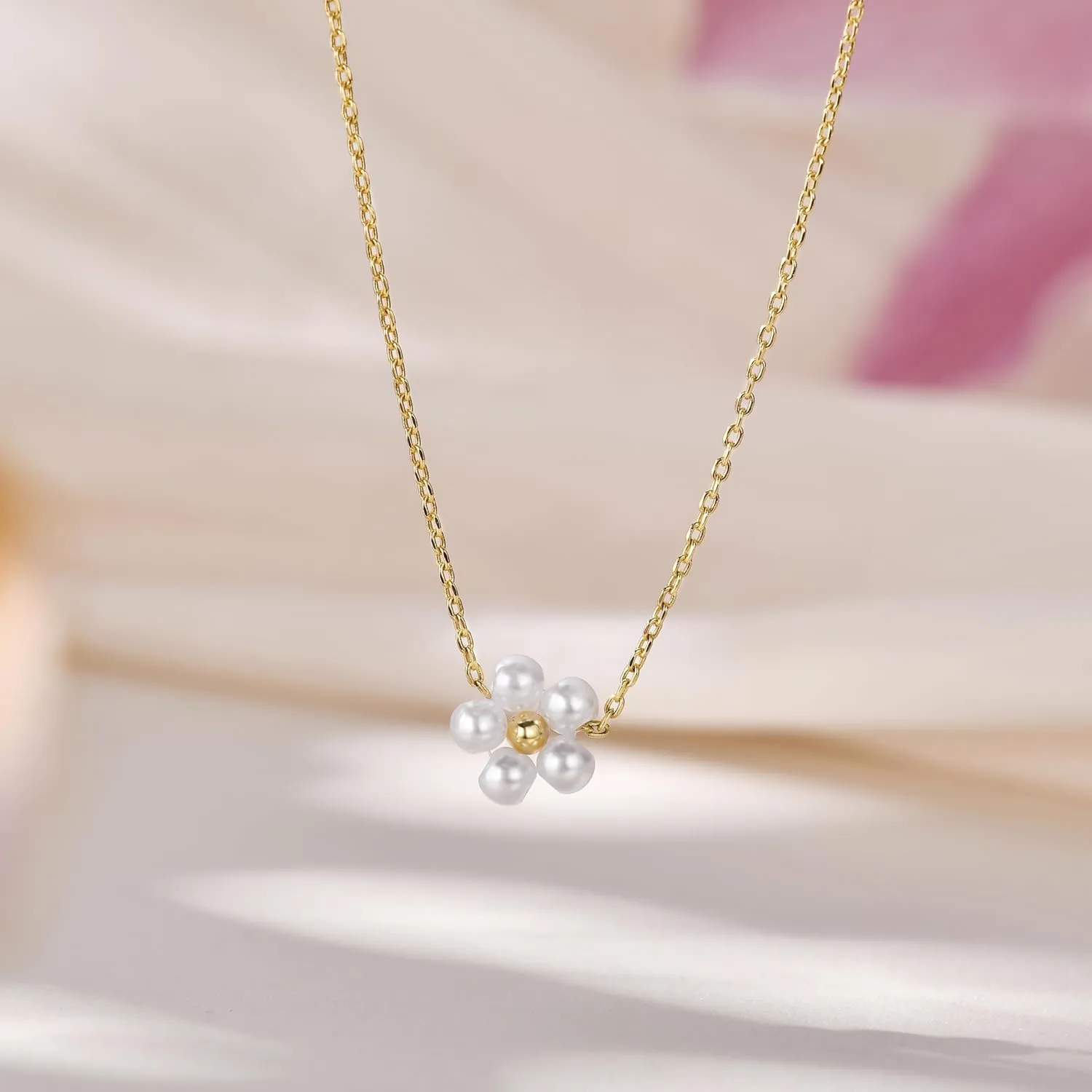 Pearl Necklace for Women Trendy,14k Gold Plated Necklace Dainty Wedding Necklace Small Cute Choker Necklaces Beaded Lariat Drop Vintage Waterproof Jewelry for Womens mom Gold Jewelry Fashion Gifts