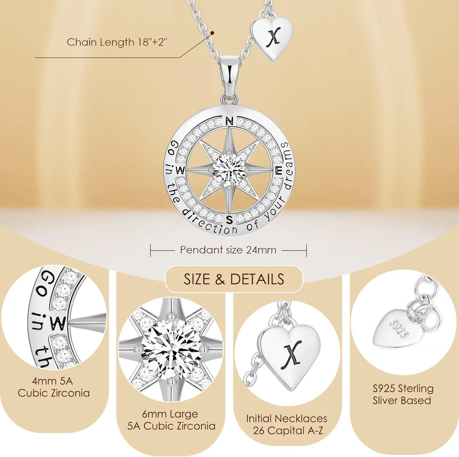 Peeshow Graduation Gifts for Her, 2025 Graduation Jewelry Compass Necklaces for Women, Middle High College School Graduation Gifts for Daughter Granddaughter Sister Niece Friend Graduation Classmate