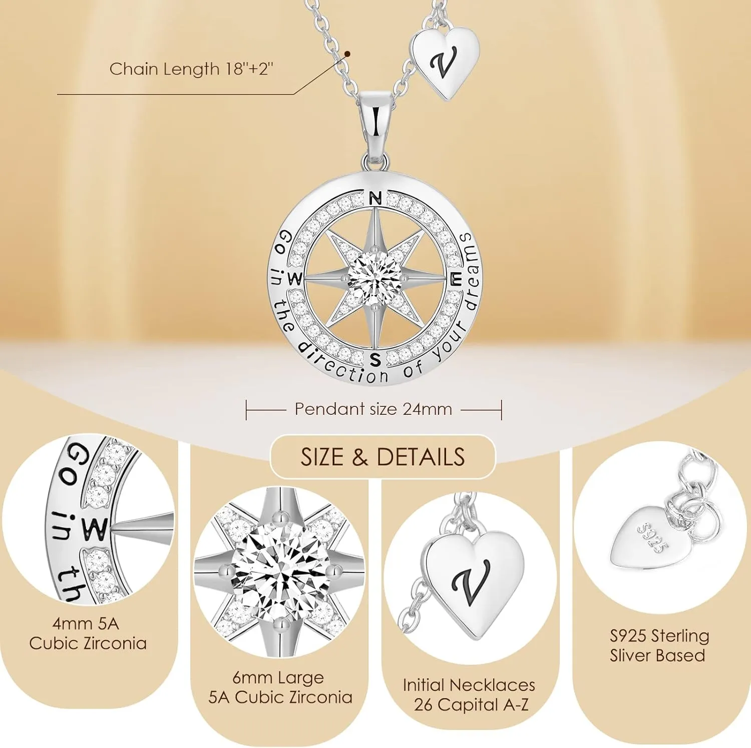 Peeshow Graduation Gifts for Her, 2025 Graduation Jewelry Compass Necklaces for Women, Middle High College School Graduation Gifts for Daughter Granddaughter Sister Niece Friend Graduation Classmate