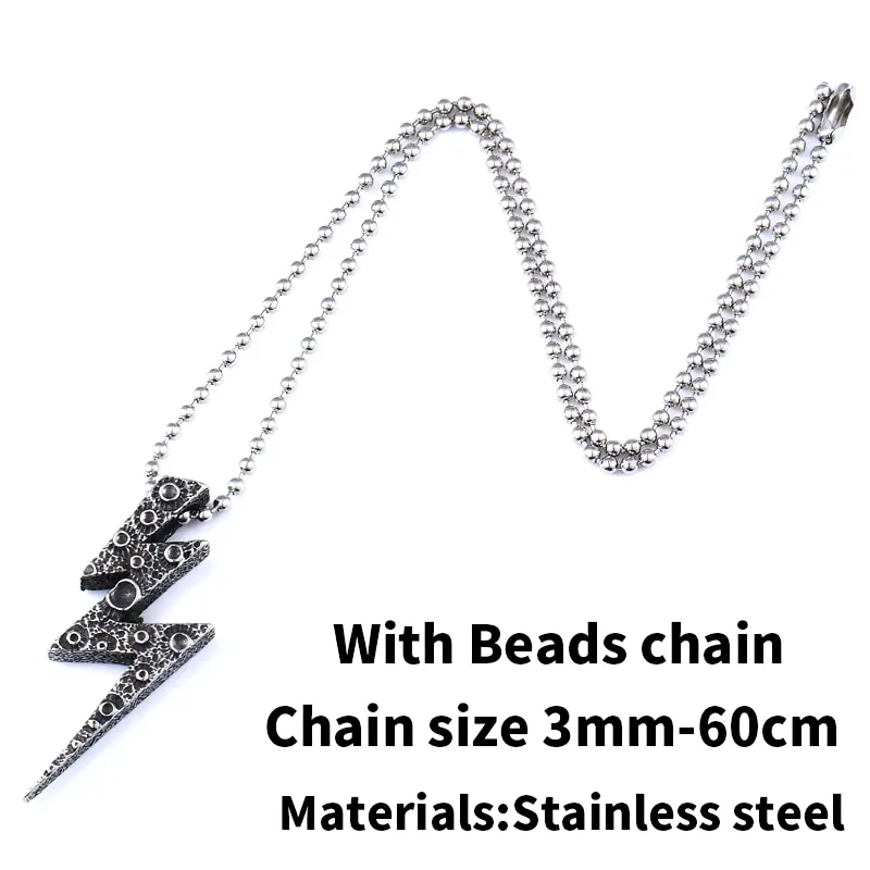 Pendant Of Lightning Design / Unisex Stylish Necklace / Stainless Steel Funning Jewelry