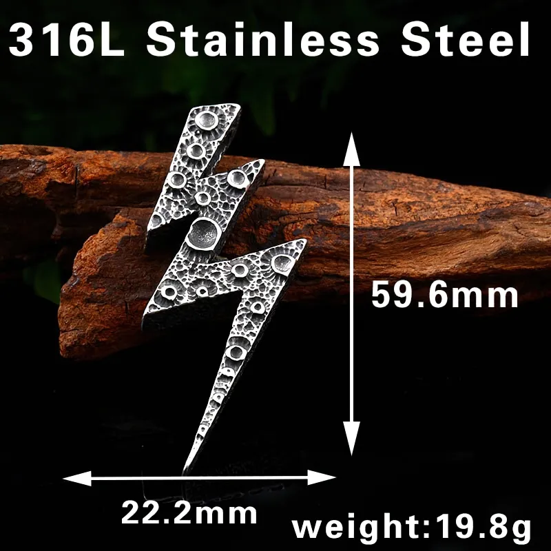 Pendant Of Lightning Design / Unisex Stylish Necklace / Stainless Steel Funning Jewelry
