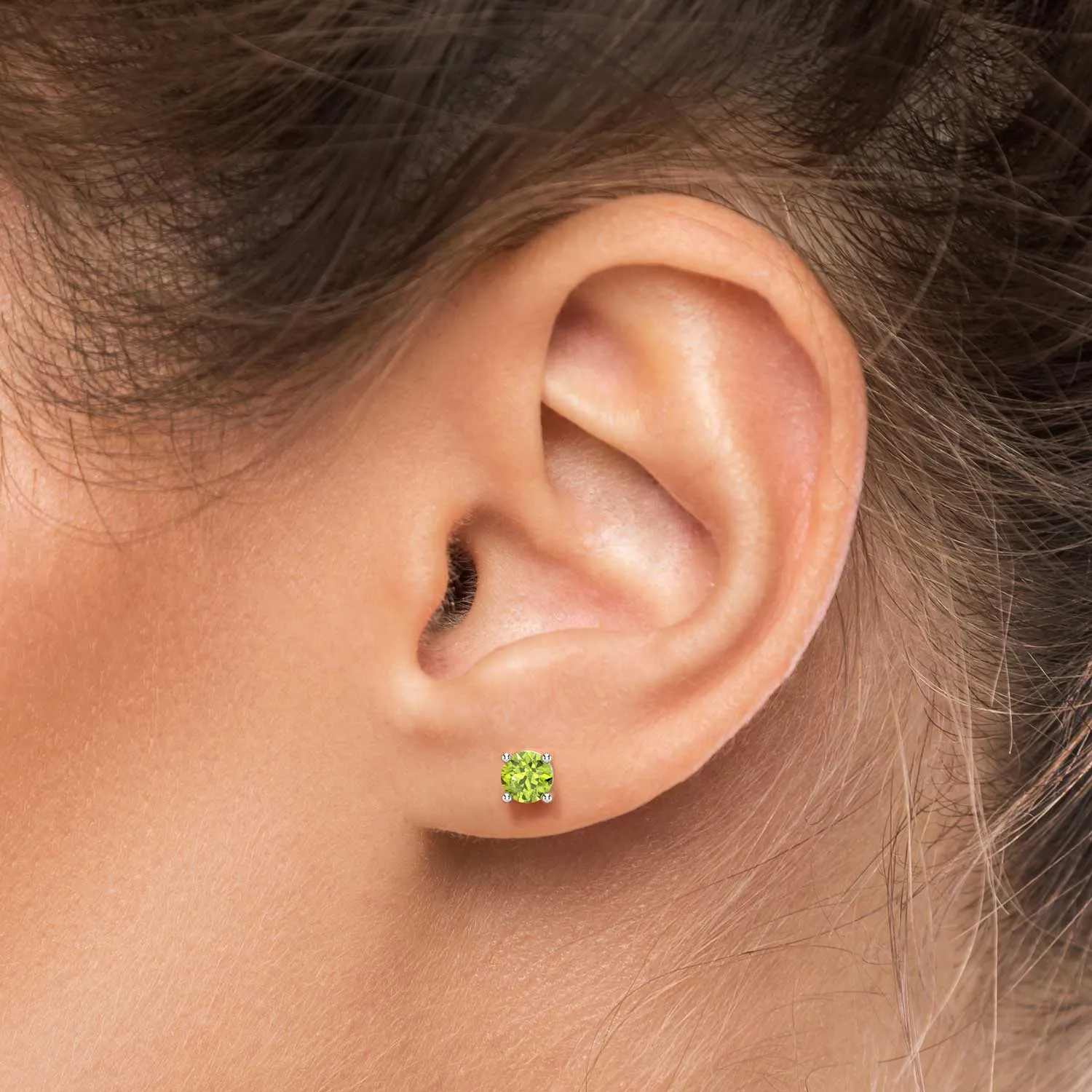 Peridot Stud Earrings | Classic Round August Birthstone | Irosk ®