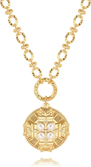 PERNNLA PEARL Dainty 18K Gold Chain Teardrop Pendant Necklace for Women Trendy Cute Toggle Necklace Minimalist Jewelry