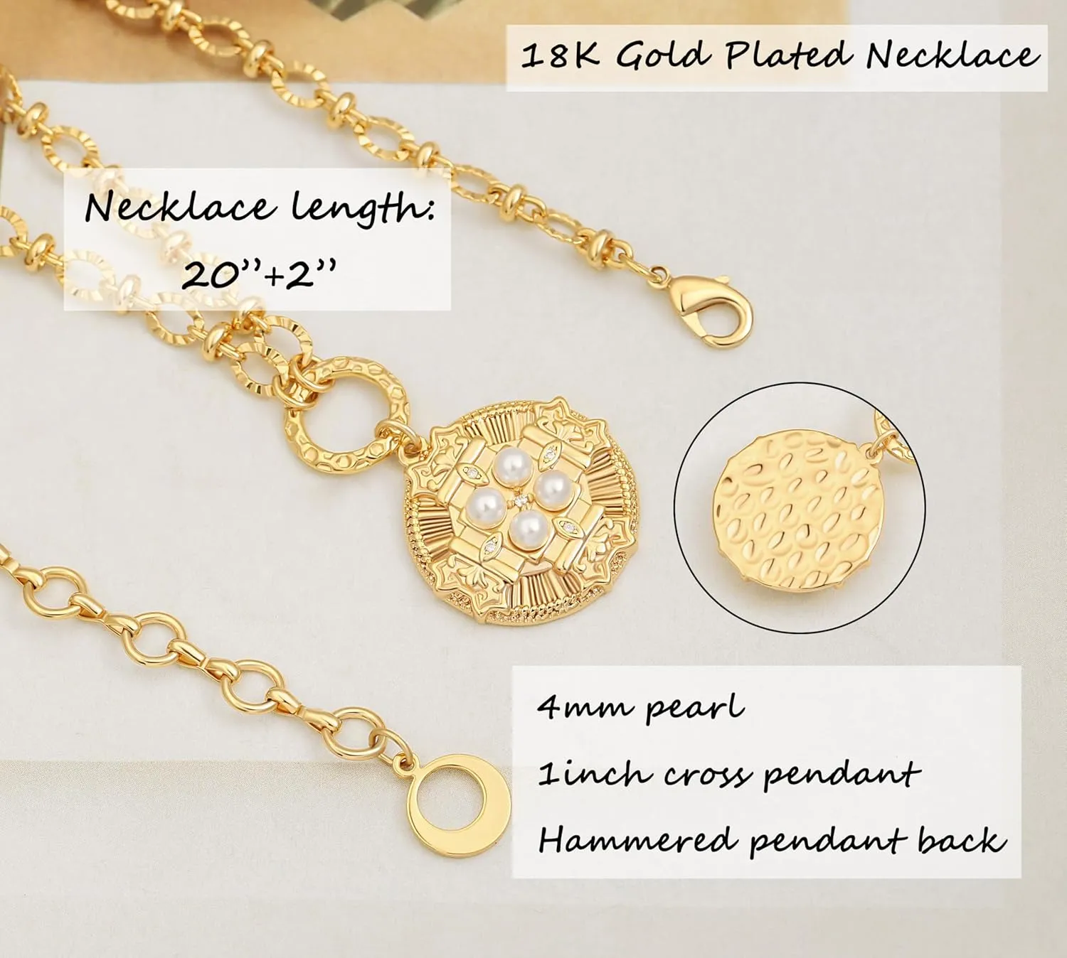 PERNNLA PEARL Dainty 18K Gold Chain Teardrop Pendant Necklace for Women Trendy Cute Toggle Necklace Minimalist Jewelry