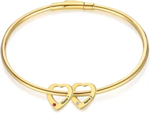 Personalized Birthstone Bracelet with Name Engraved - Friendship Jewelry Custom Bracelets for Women - Gift for Mom Daughter Sister