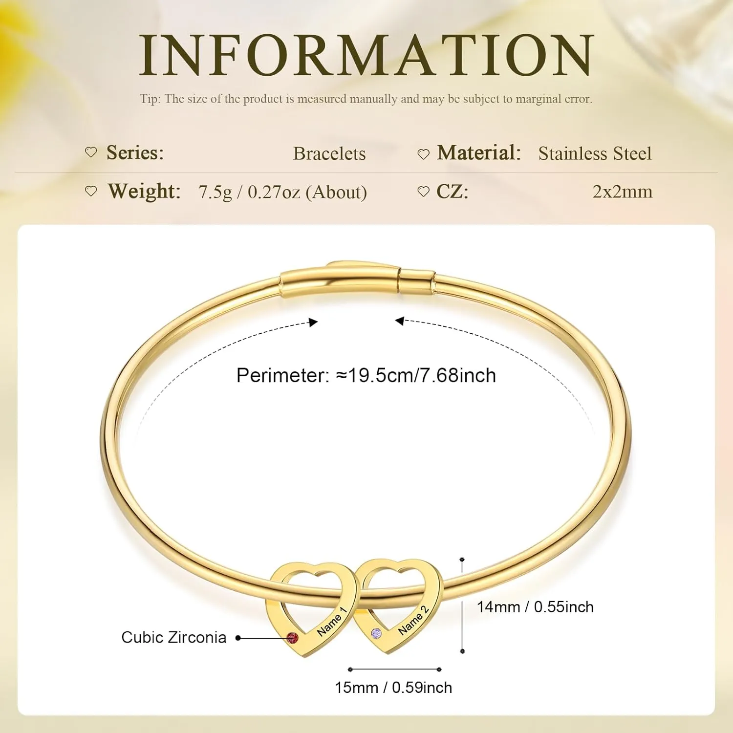Personalized Birthstone Bracelet with Name Engraved - Friendship Jewelry Custom Bracelets for Women - Gift for Mom Daughter Sister