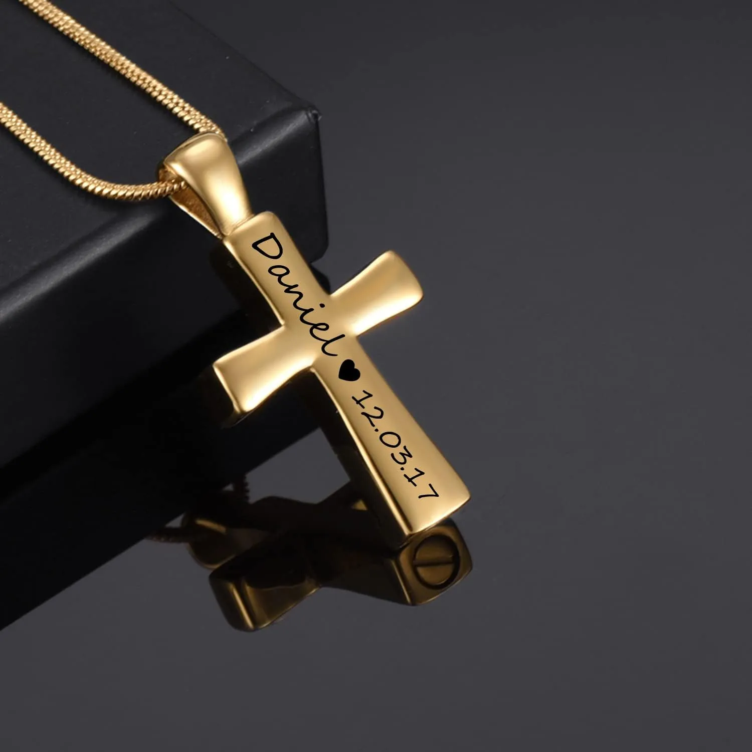 Personalized Cross Cremation Jewelry for Ashes For Women Men Urn Necklaces For Ashes Customizable Pet Dog Ashes Necklace Keepsake Memorial Pendant For Adult