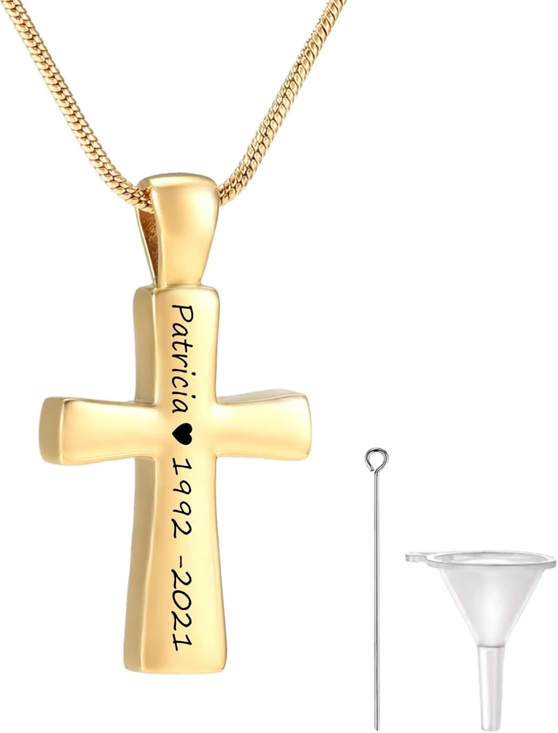 Personalized Cross Cremation Jewelry for Ashes For Women Men Urn Necklaces For Ashes Customizable Pet Dog Ashes Necklace Keepsake Memorial Pendant For Adult