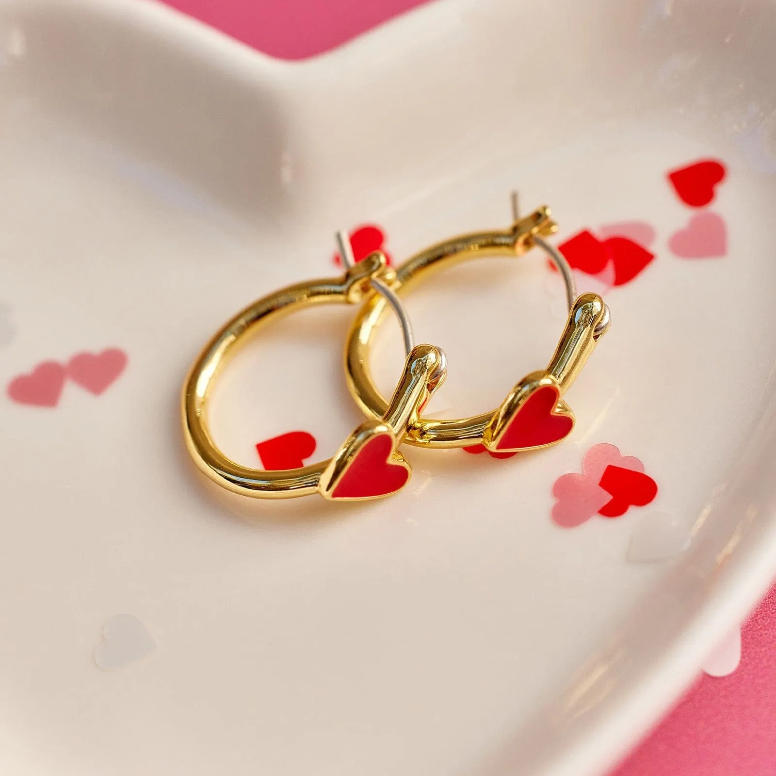 Petite Heart Hoop Earrings