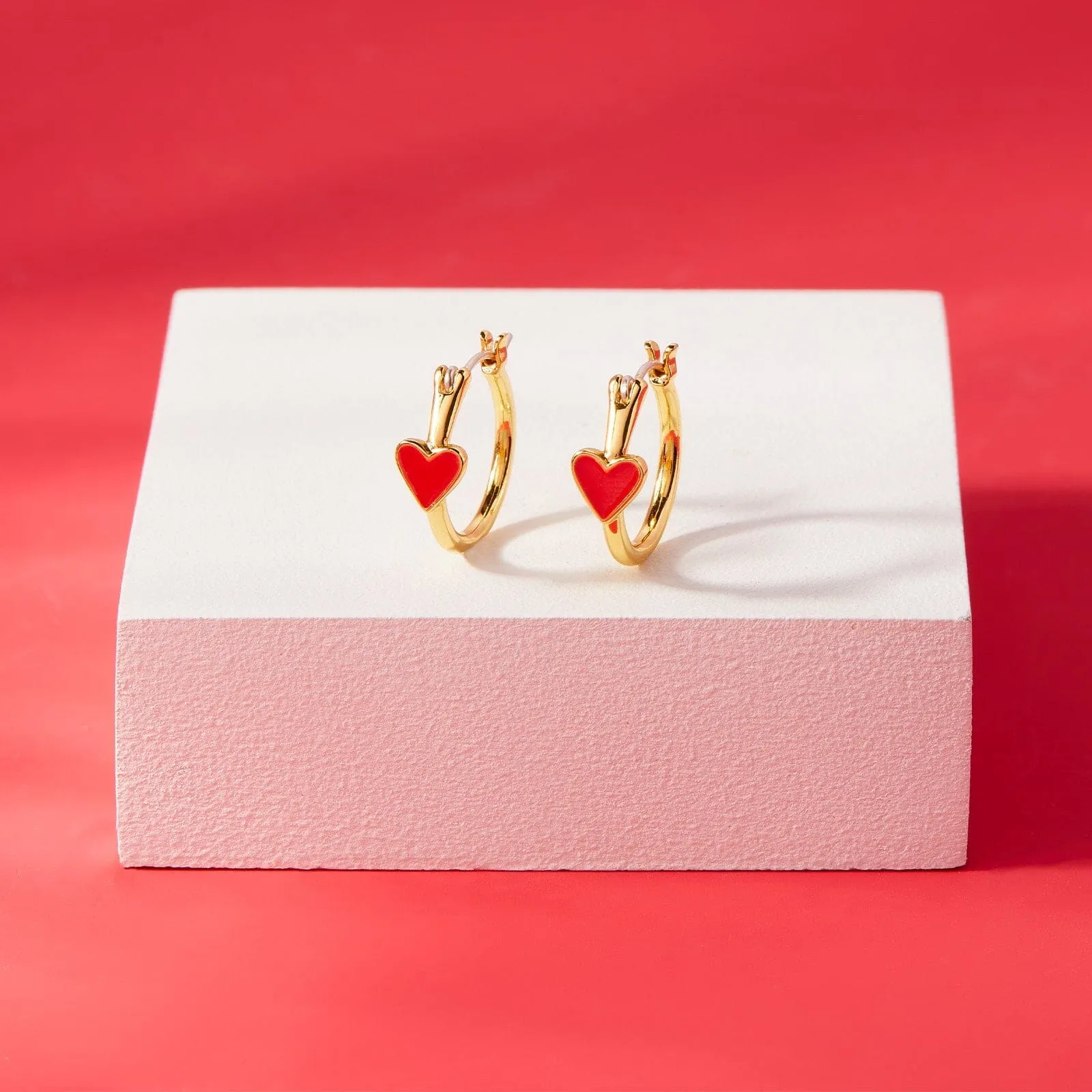 Petite Heart Hoop Earrings