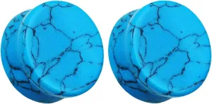Pierced Owl - Natural Turquoise Stone Organic Double Flared Plugs, Sold as a Pair
