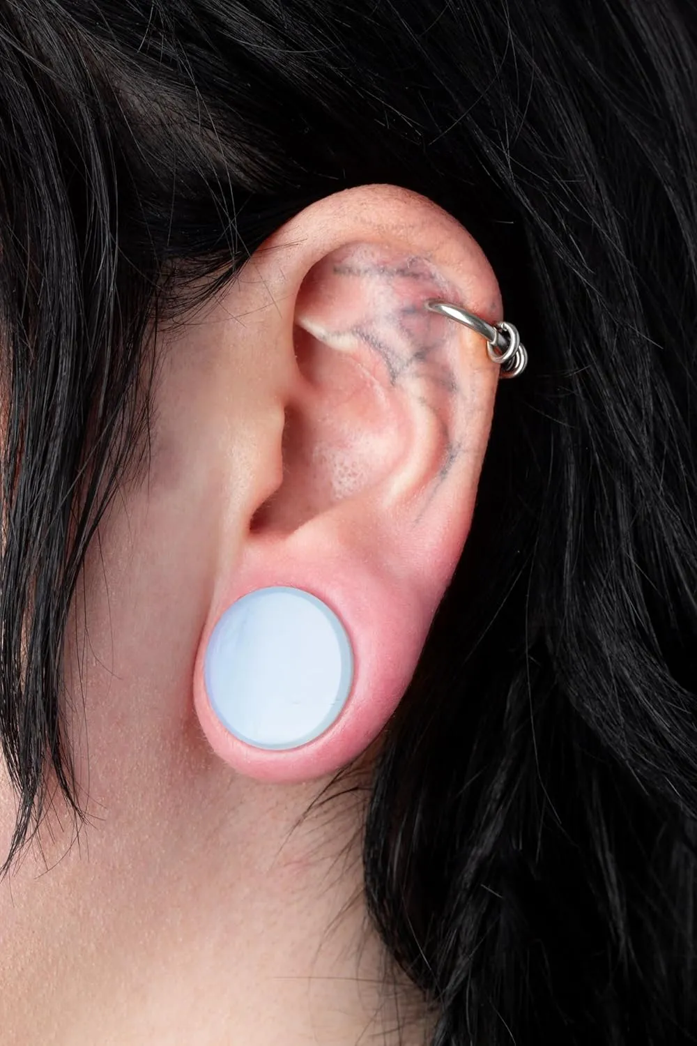 Pierced Owl - Opalite Concave Double Flared Saddle Plugs, Sold as a Pair