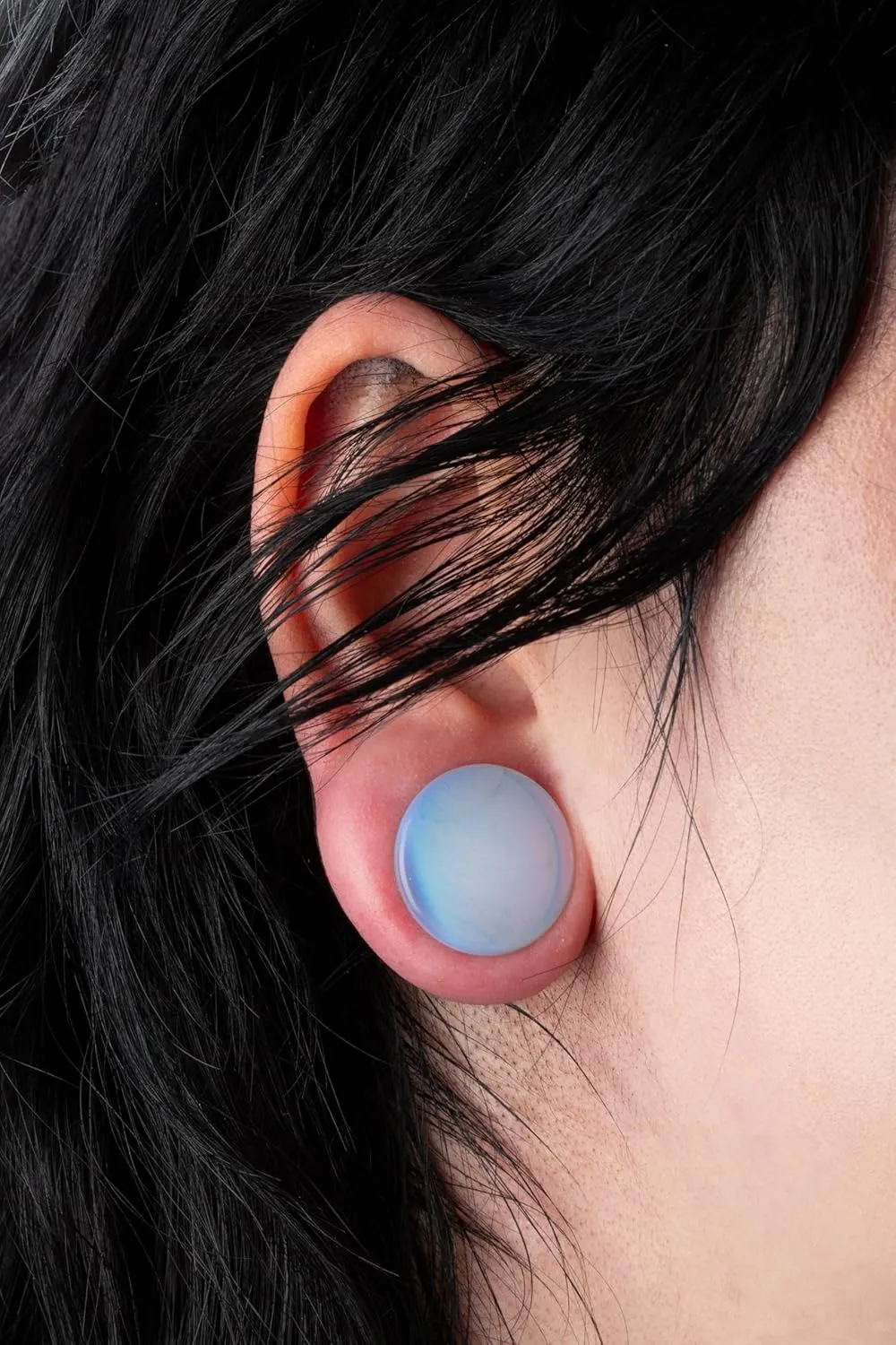 Pierced Owl - Opalite Concave Double Flared Saddle Plugs, Sold as a Pair