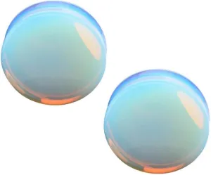 Pierced Owl - Opalite Concave Double Flared Saddle Plugs, Sold as a Pair