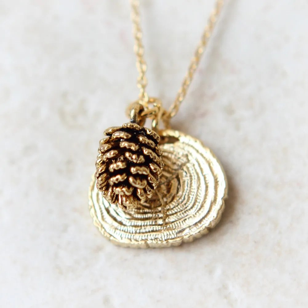 Pine Cone and Tree Ring Necklace