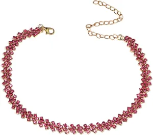 Pingyongchang Choker Rhinestone Necklace Diamond Row Necklaces Multi-Row Crystal Chokers Necklace Gold Silver Chain Minimalist Jewerly Sparkly Party Prom Accessories Neck Chain for Women and Girls