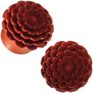 Plug Sawoolz Organic Flower Maroon Tunnel Unisex Earrings handgeschnitzt